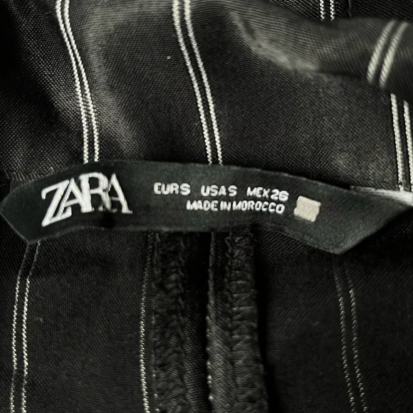 Zara Pinstriped Wrap Blazer Mini Dress Black Size Small - Picture 7 of 9